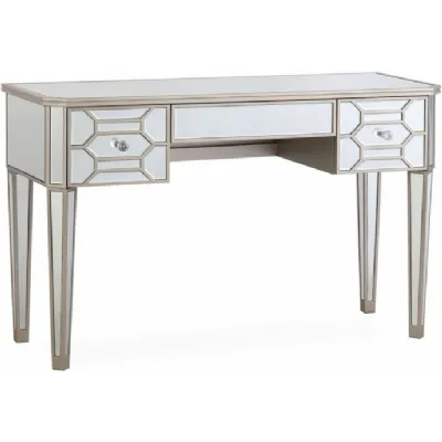 Geometric Silver Mirrored 3 Drawer Dressing Table