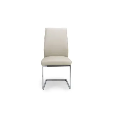 Modern Taupe Leather Dining Chair Cantilever Legs