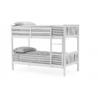 White Painted Kids Bunk Bed with Ladder