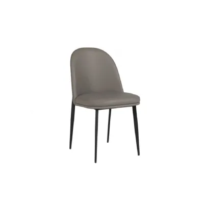 Modern Grey Leather Dining Chair Oak Frame