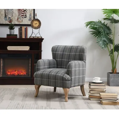 Grey Fabric Upholstered Wing Back Accent Chair