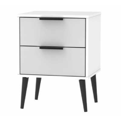 New York 2 Drawer Bedside Cabinet with Wooden Legs