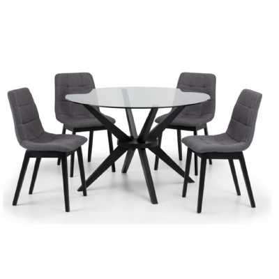 Hayden Round Dining Table & 4 Linen Chairs