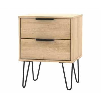 New York 2 Drawer Bedside Cabinet with Hairpin Legs