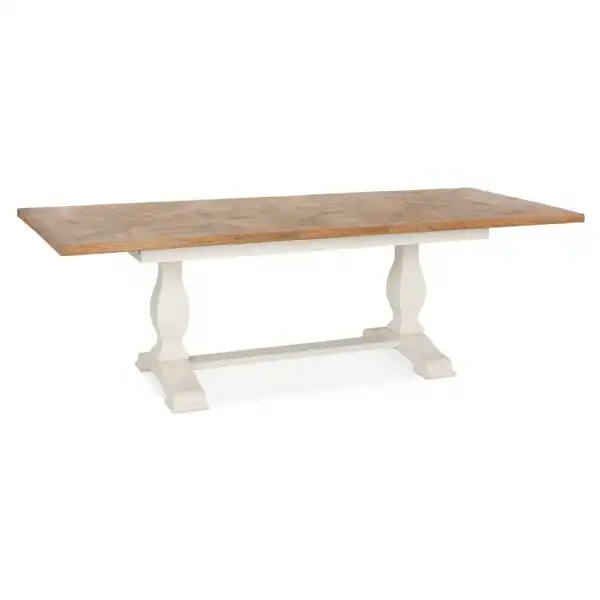 White Painted Rustic Oak Large Extending Dining Table
