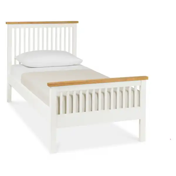 Oak 3ft Single Bed 2 Tone White Painted Oak Top