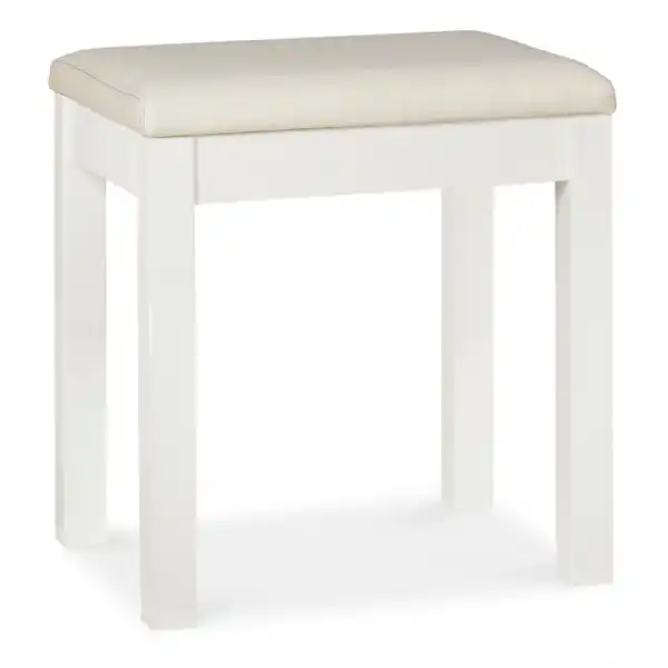 White Painted Dressing Table Stool Sand Fabric Seat Pad