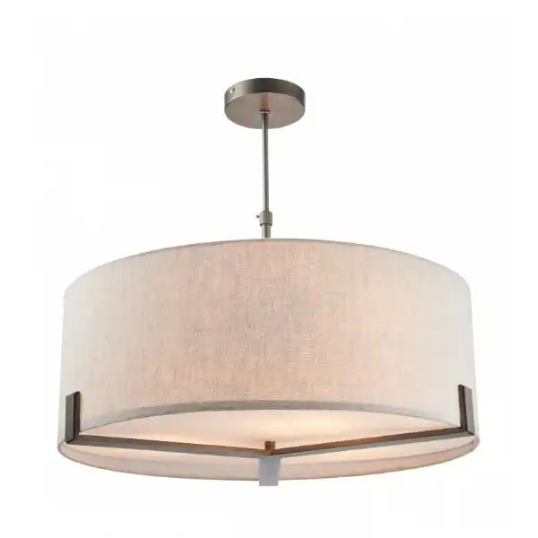 Brushed Bronze Pendant Light with Natual Linen