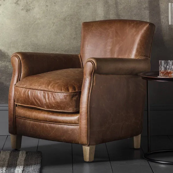 Tan Brown Leather Relaxing Armchair
