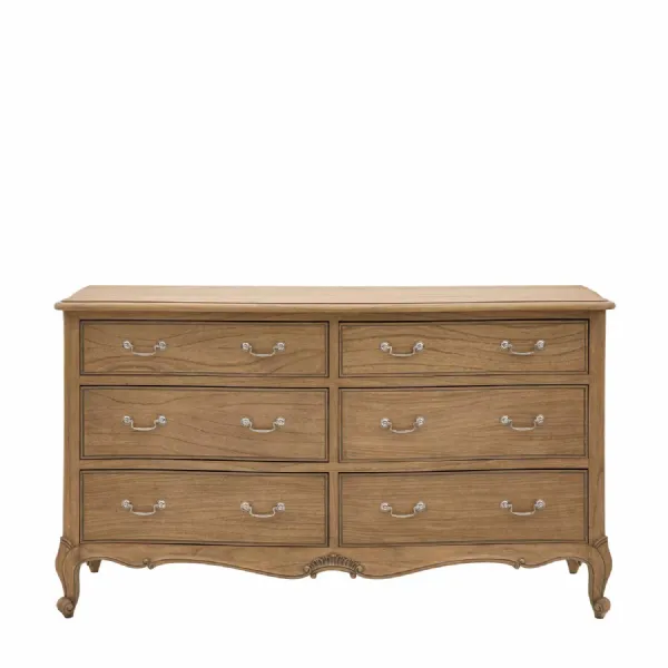 French Wooden 6 Chest Of Drawers Weathered Finish