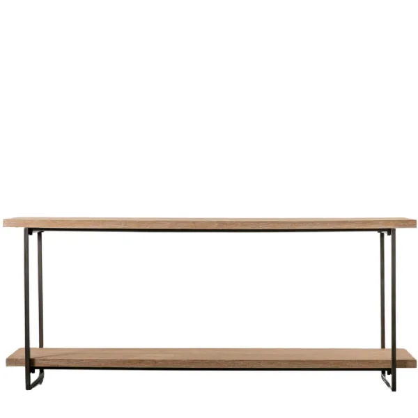 2 Shelf Wooden Open Display Console Hall Table Metal Frame