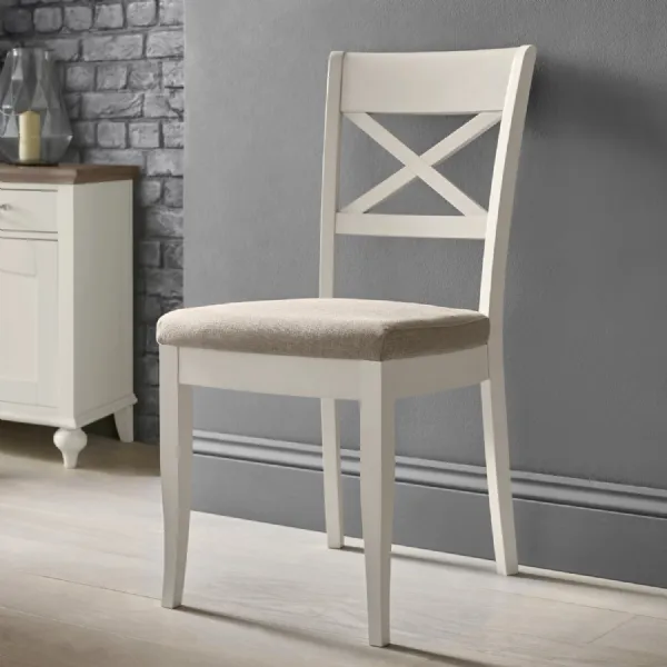 Grey Painted Bistro Dining Chair with Leather Seat