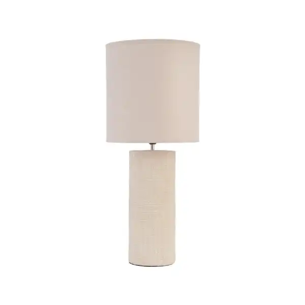 Tall Cream Porcelain Table Lamp with Cream Shade