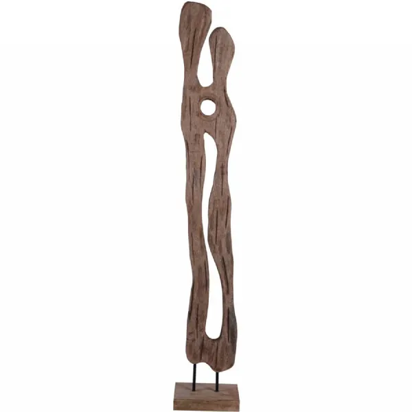 Carved Wood Textured Sculpture Large