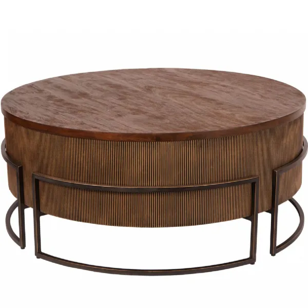 Hunter Corrugated Antique Gold Accent Table