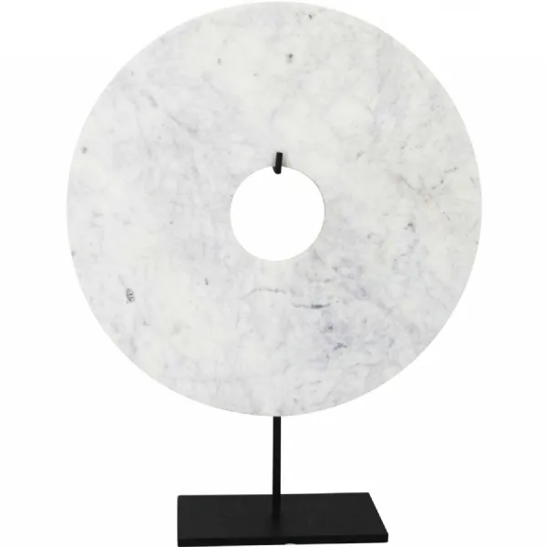 Marble Decorative Object White Iron Matt Black Stand