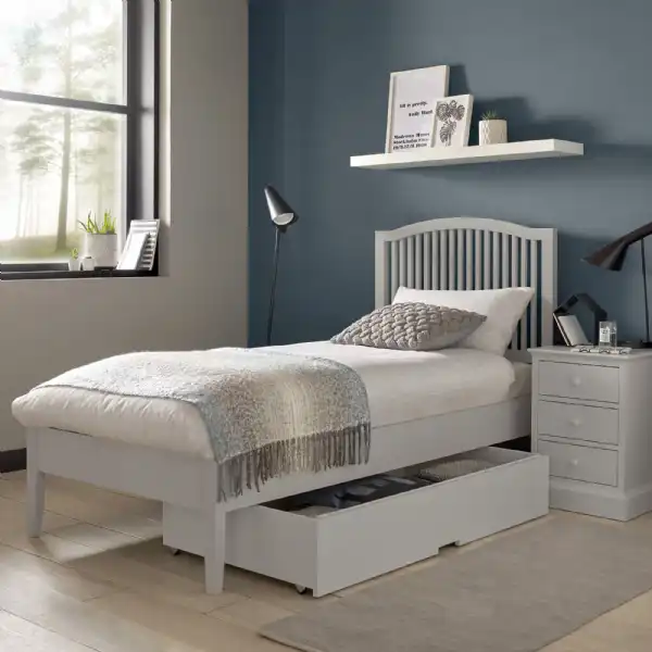 Grey Painted Slatted Arched Single Bed