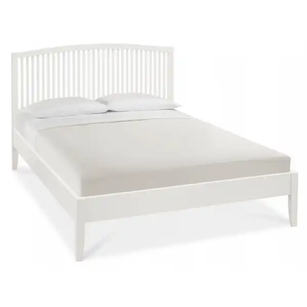 White Painted Small 4ft Double Bed Slatted Headboard