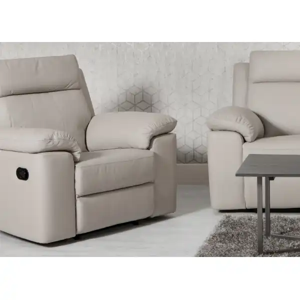 Putty Light Grey Leather Electric Reclining Armchair