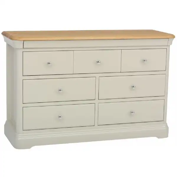 Grey Painted Dresser Chest of 7 Drawers Oak Top