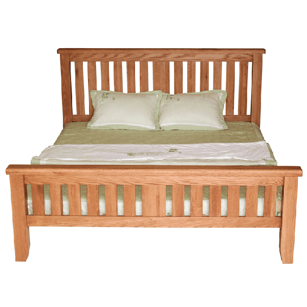 Solid Oak 4ft6in 135cm Double Slatted Bed Frame