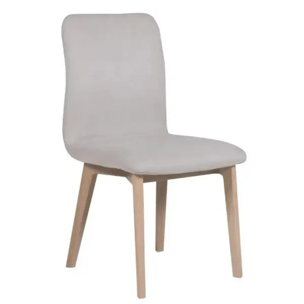 Natural Fabric Curved Back Dining Chair Oak Legs