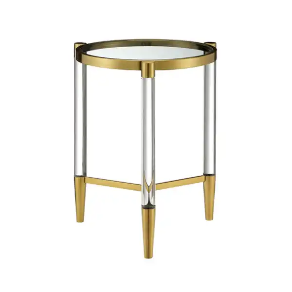 Gold and Silver Metal Small Round Lamp Table