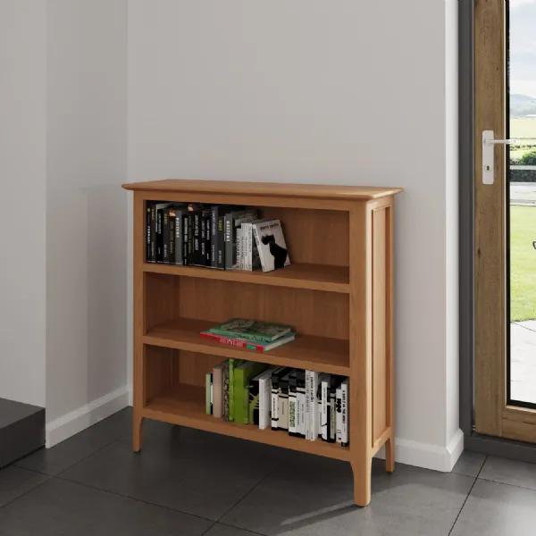 Small Modern Oak Wide Bookcase