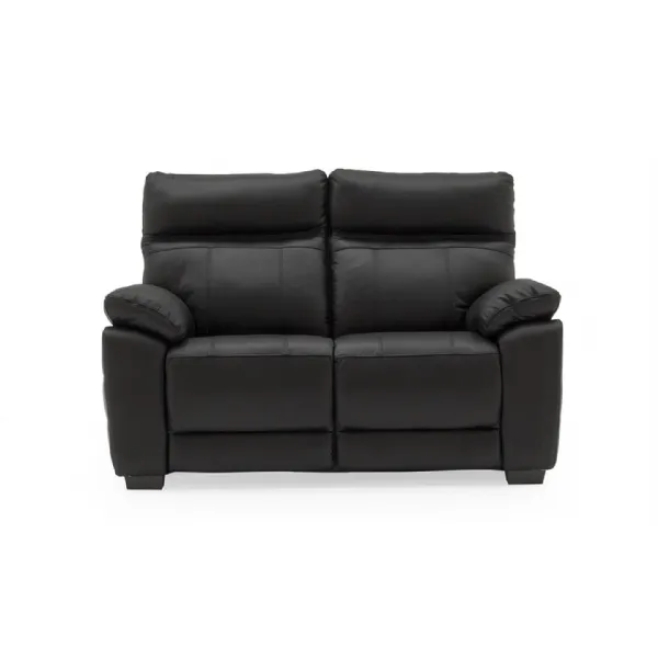 Black Leather Upholstered 2 Seater Sofa