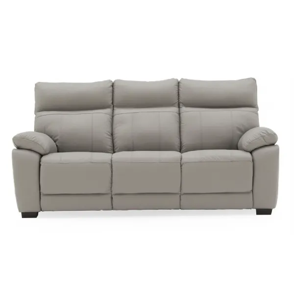 Light Grey Leather 3 Seater Large Sofa 200cm Wide