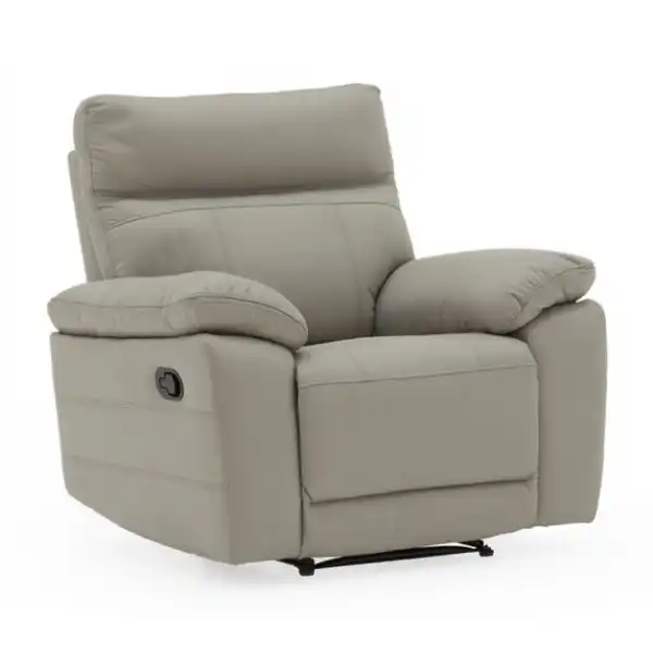 Grey Leather 1 Seater Manual Recliner Chair