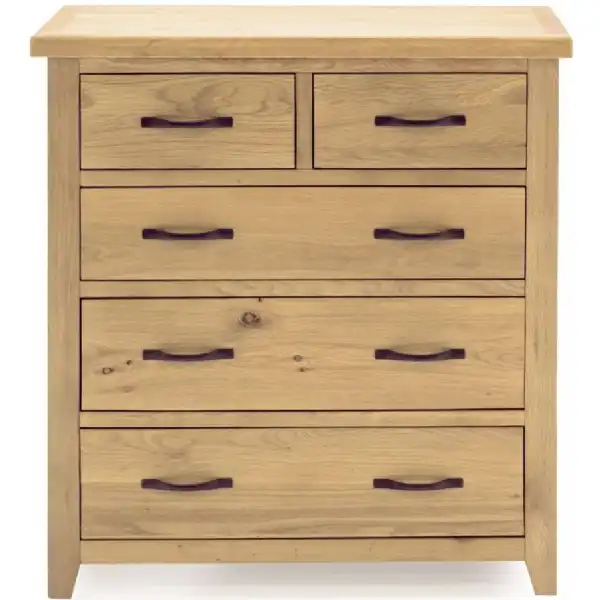 Traditional Oak Tall Chest of 5 Drawers