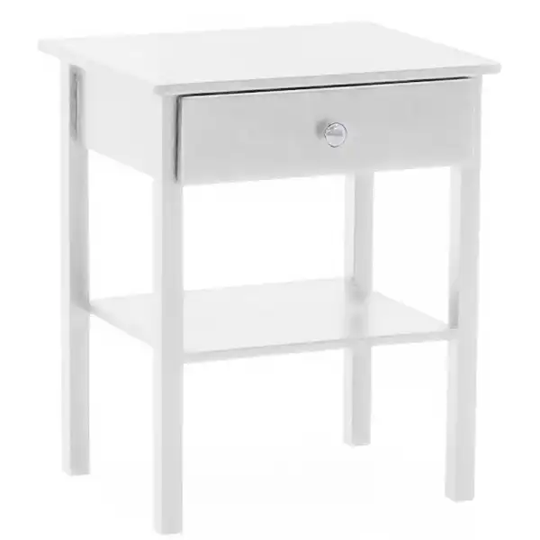 White Painted 1 Drawer 1 Shelf Bedside Table Cabinet