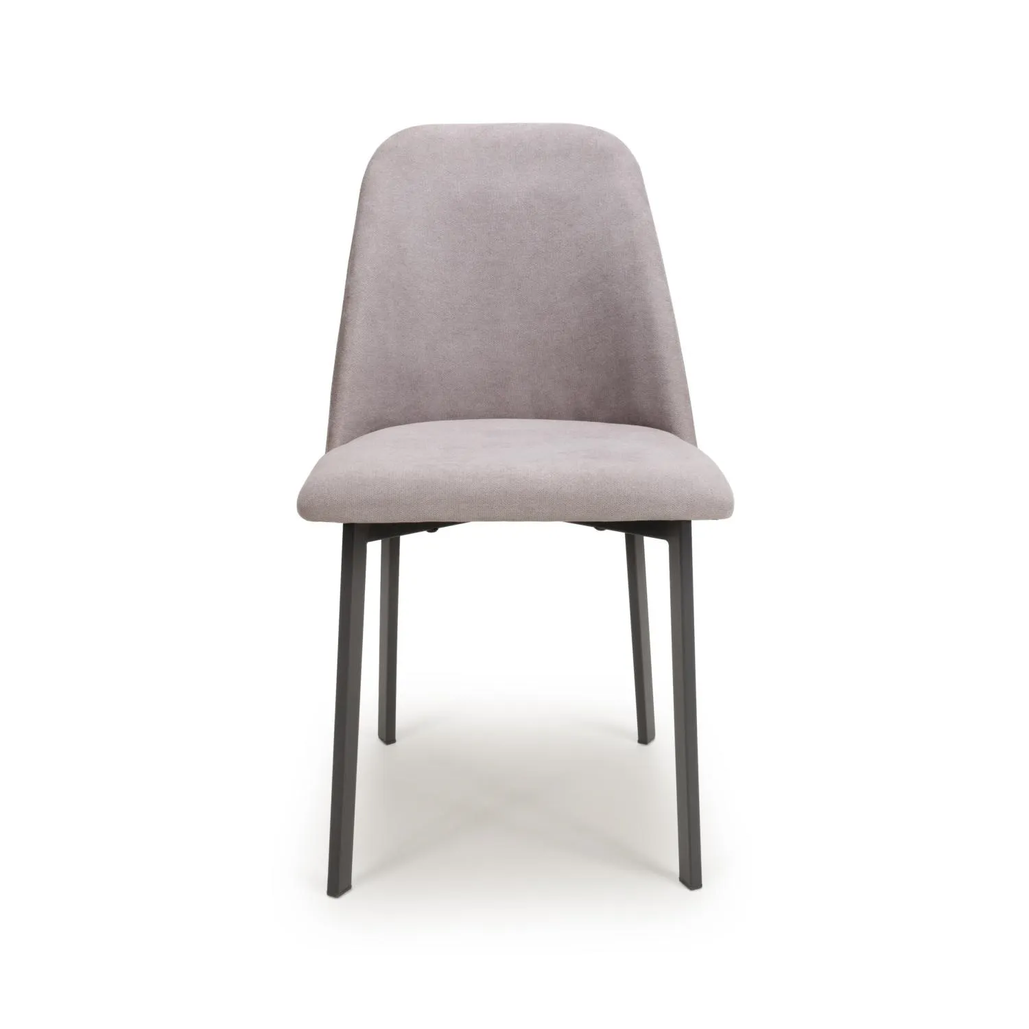Light Grey Linen Fabric Dining Chair with Black Metal Legs