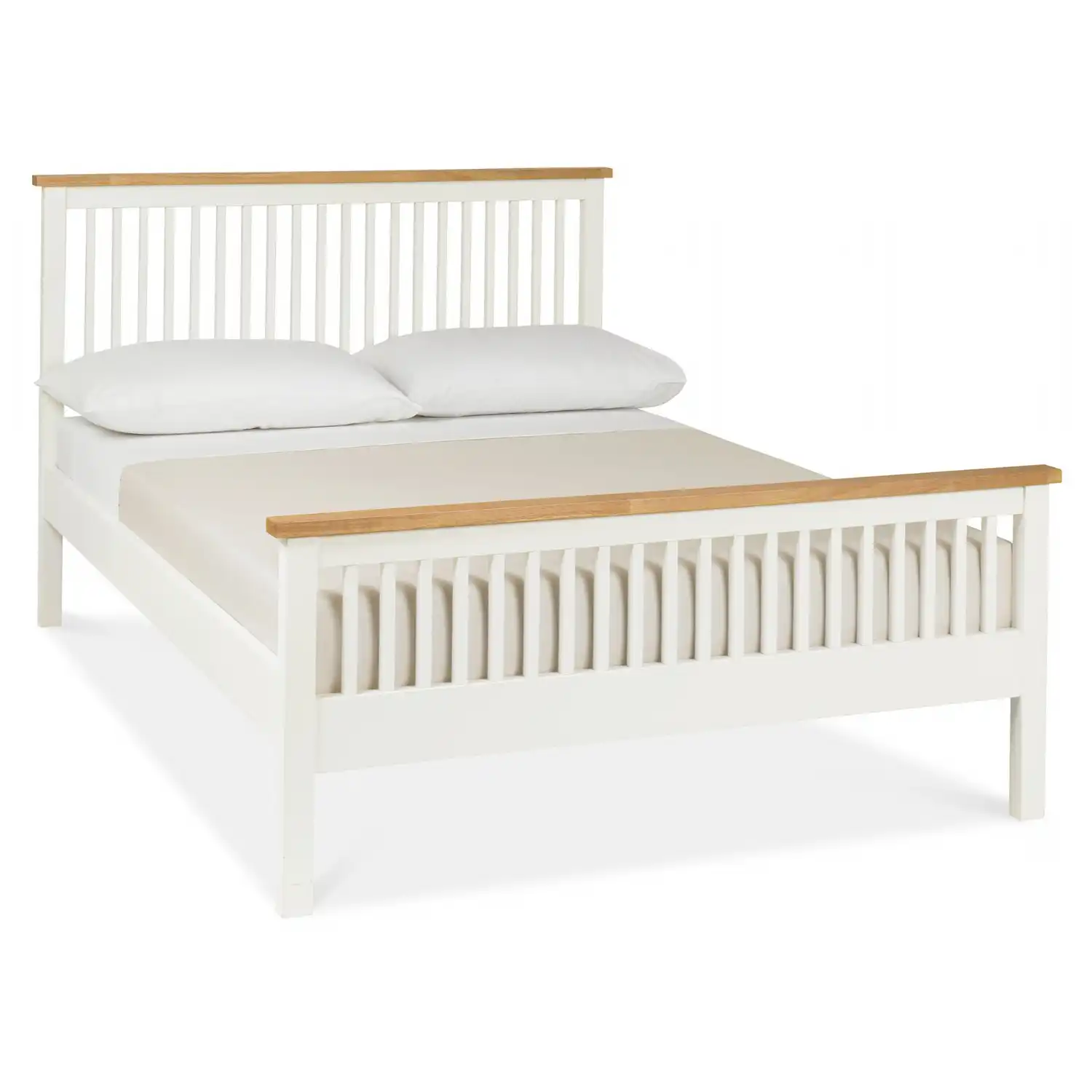 White Painted Oak Top 4ft Small Slatted Double Bed