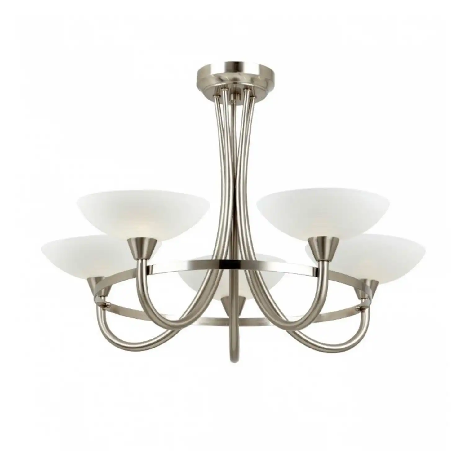 Satin Chrome White Glass Shaded 5 Ceiling And Wall Lamp