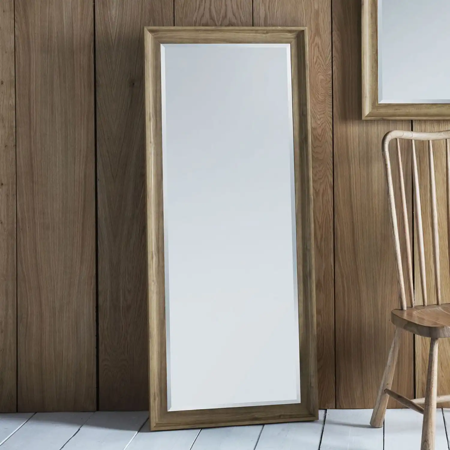 Large Oak Rectangular Leaner Mirror