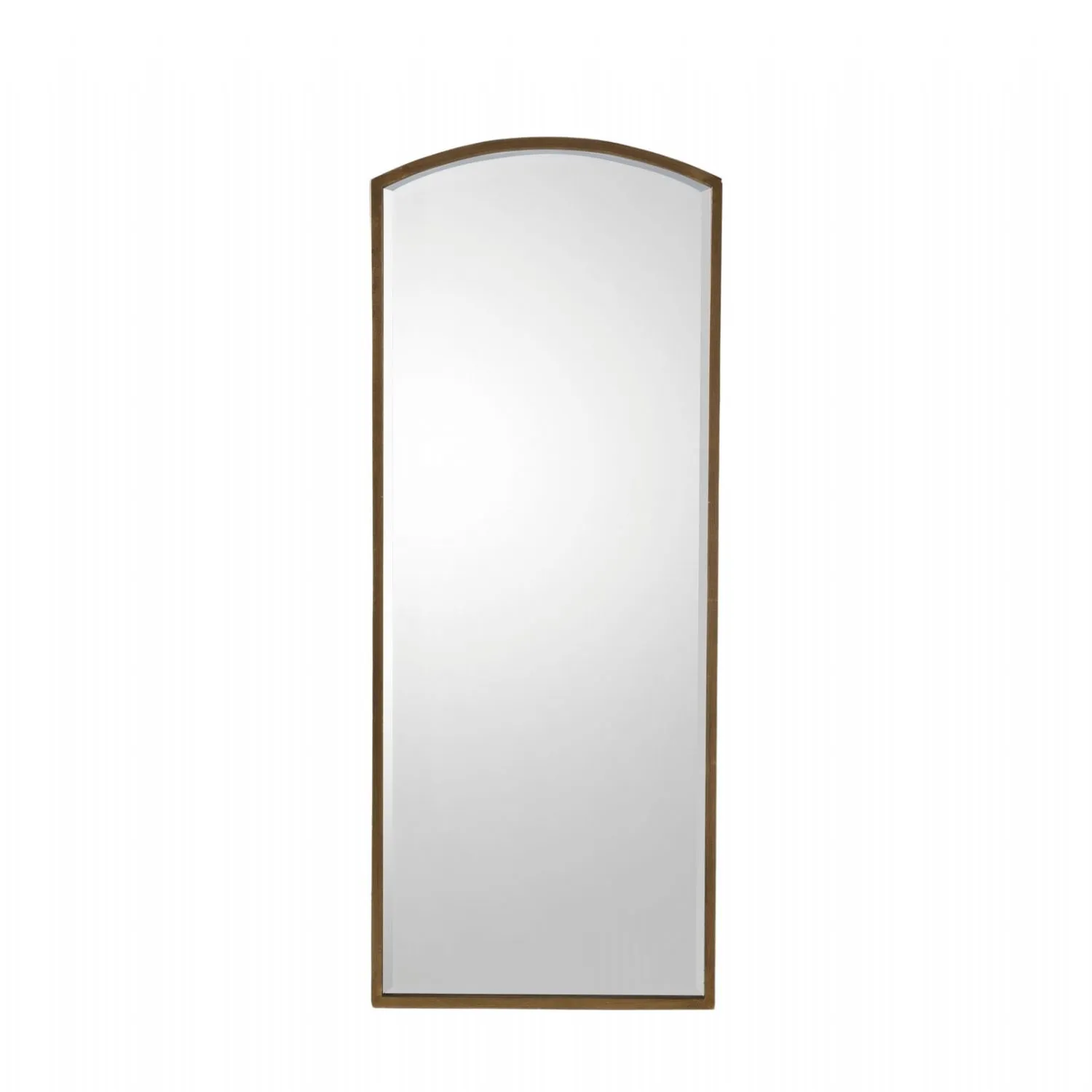 Large Arched Top Rectangular Leaner Mirror in Antique Gold