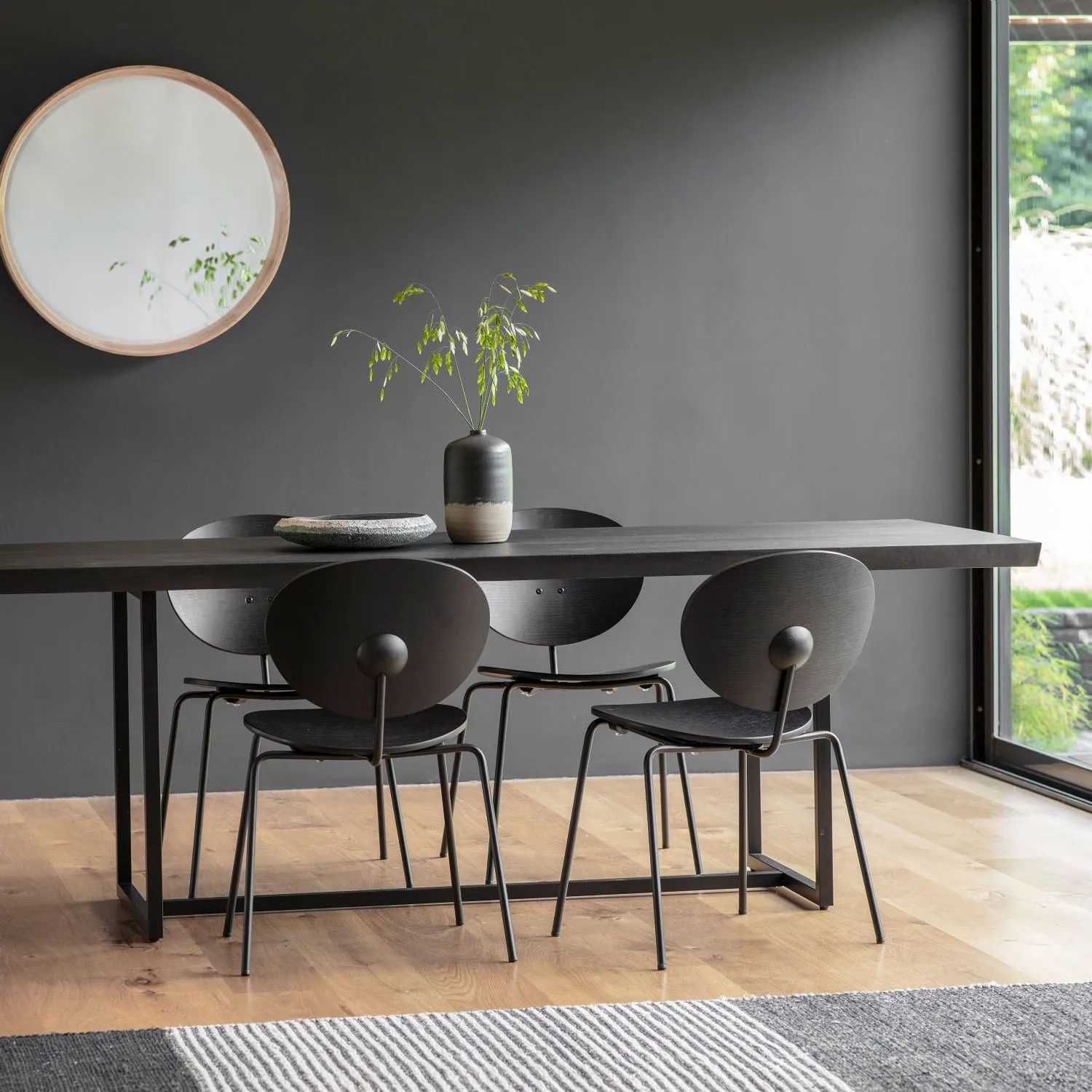 Black Wooden Top Extra Large Rectangular Dining Table