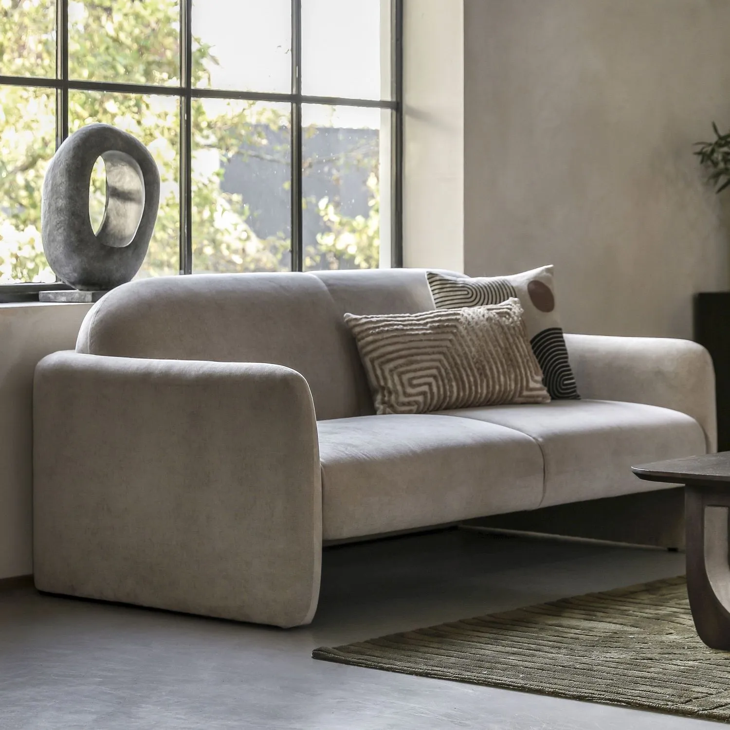 Modern Grey Fabric Upholstered 3 Seater Sofa