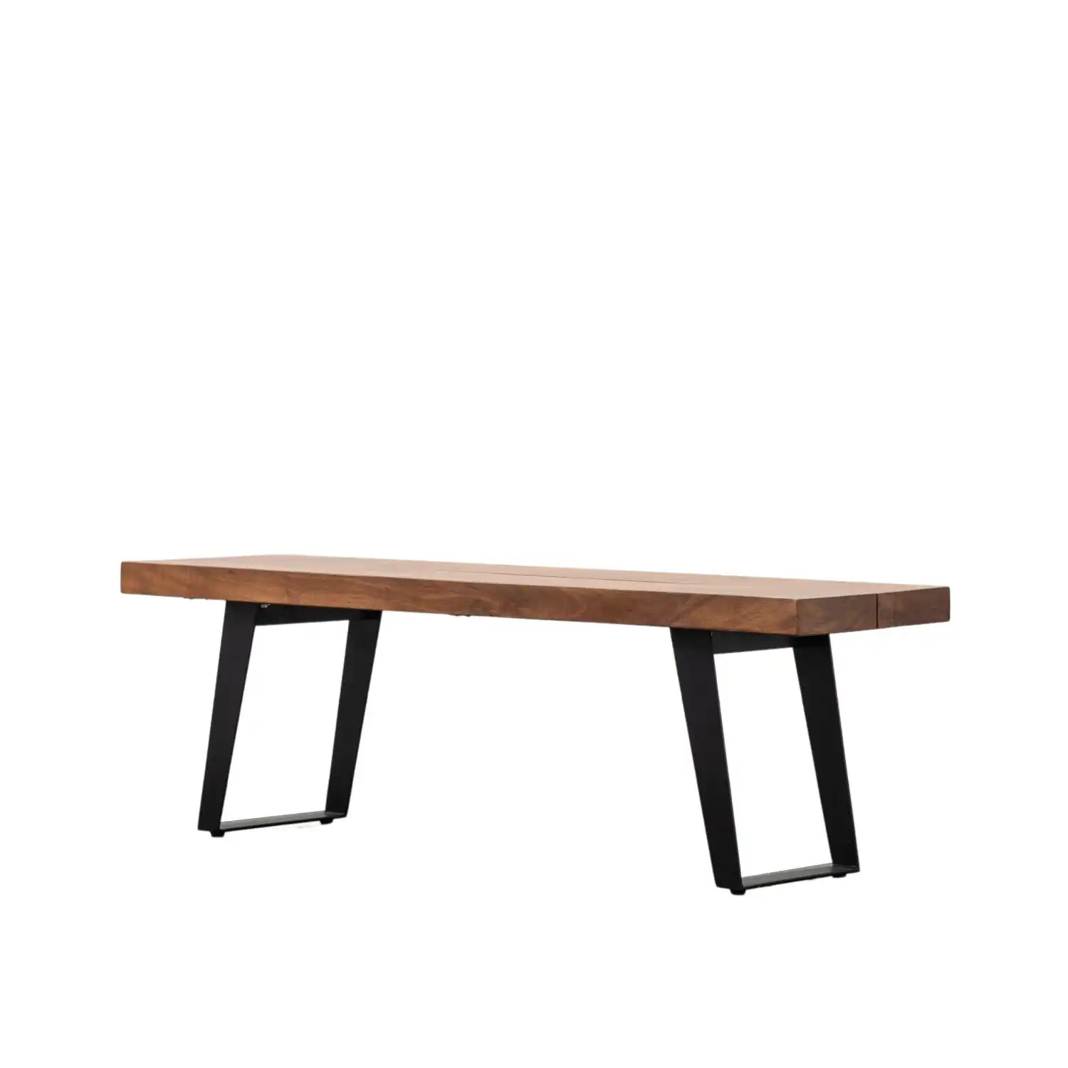 Small Wooden Dining Bench Black Metal Legs 140cm Wide