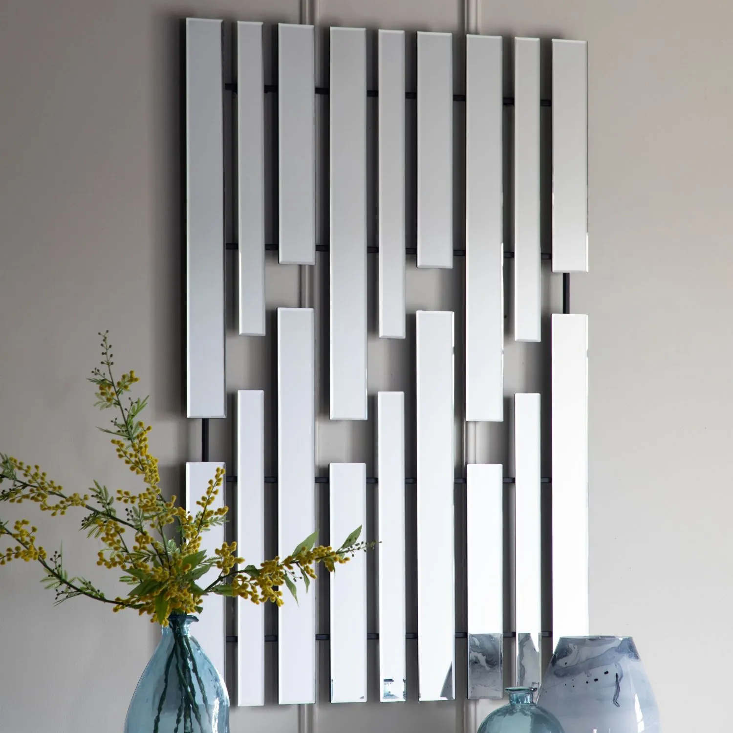 Bevelled Stripe Gap Rectangular Wall Mirror