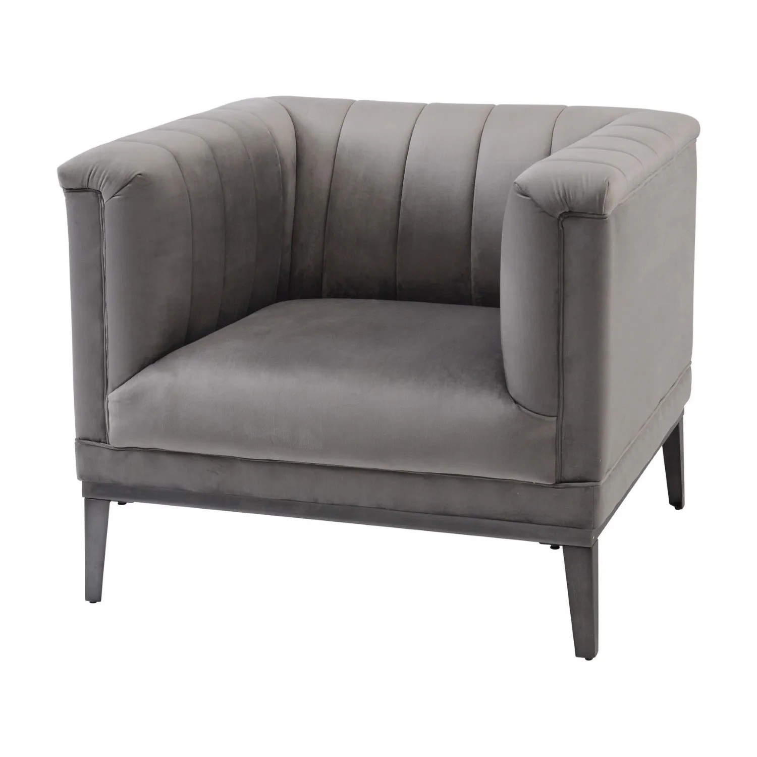 Belgravia Occasional Chair With Grey Ribbed Velvet Low Back