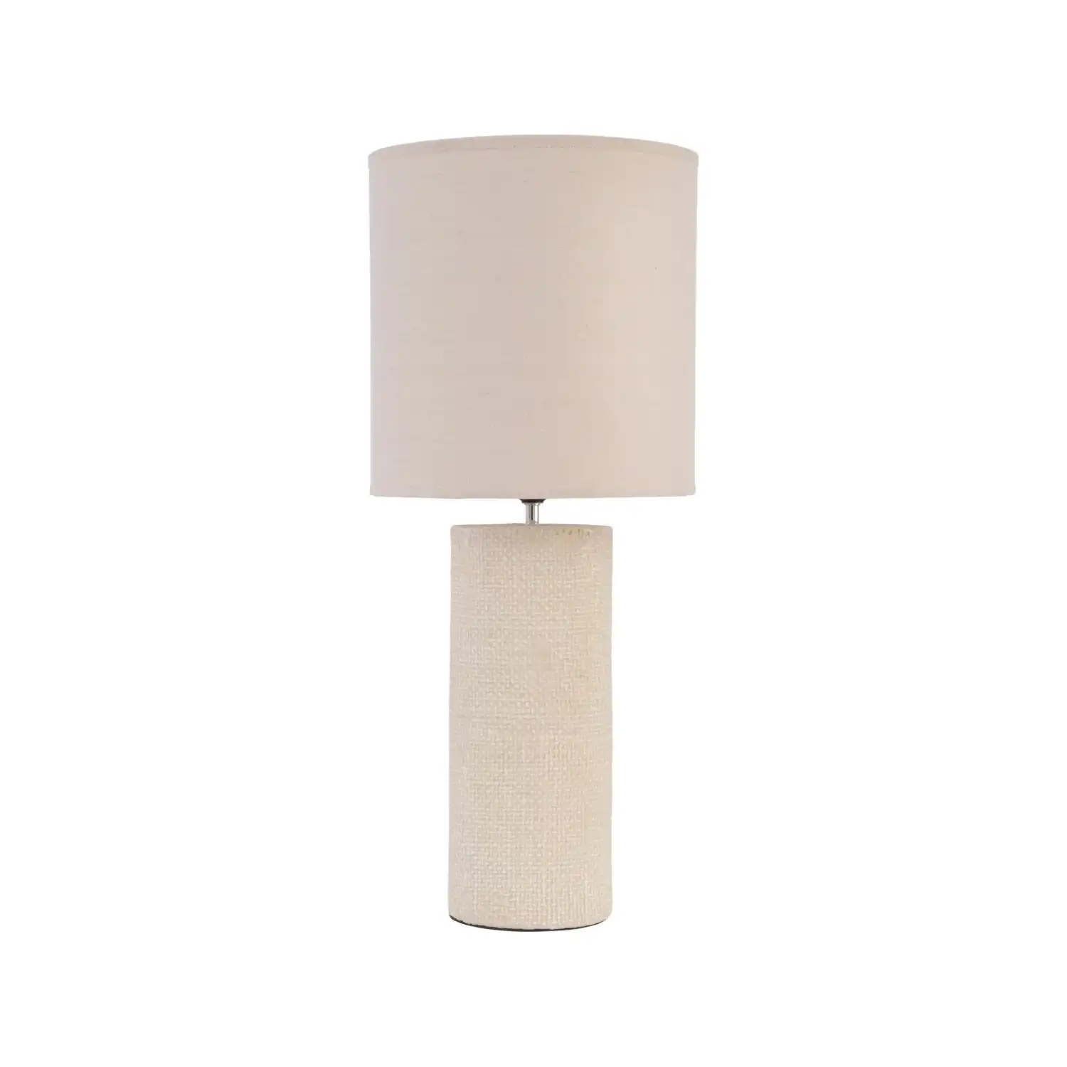 Tall Cream Porcelain Table Lamp with Cream Shade