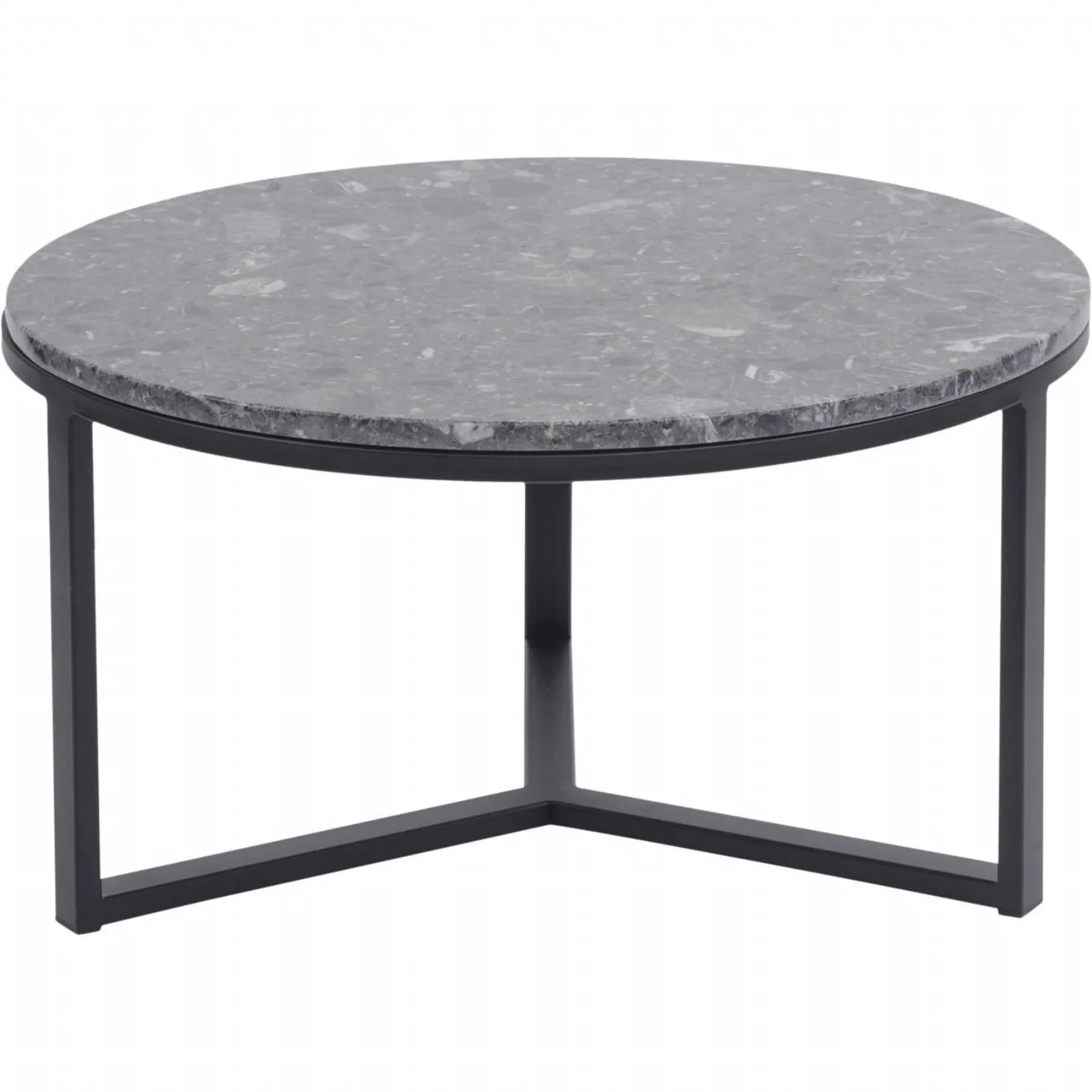 Grey Marble Top Large Round Coffee Table Metal Frame