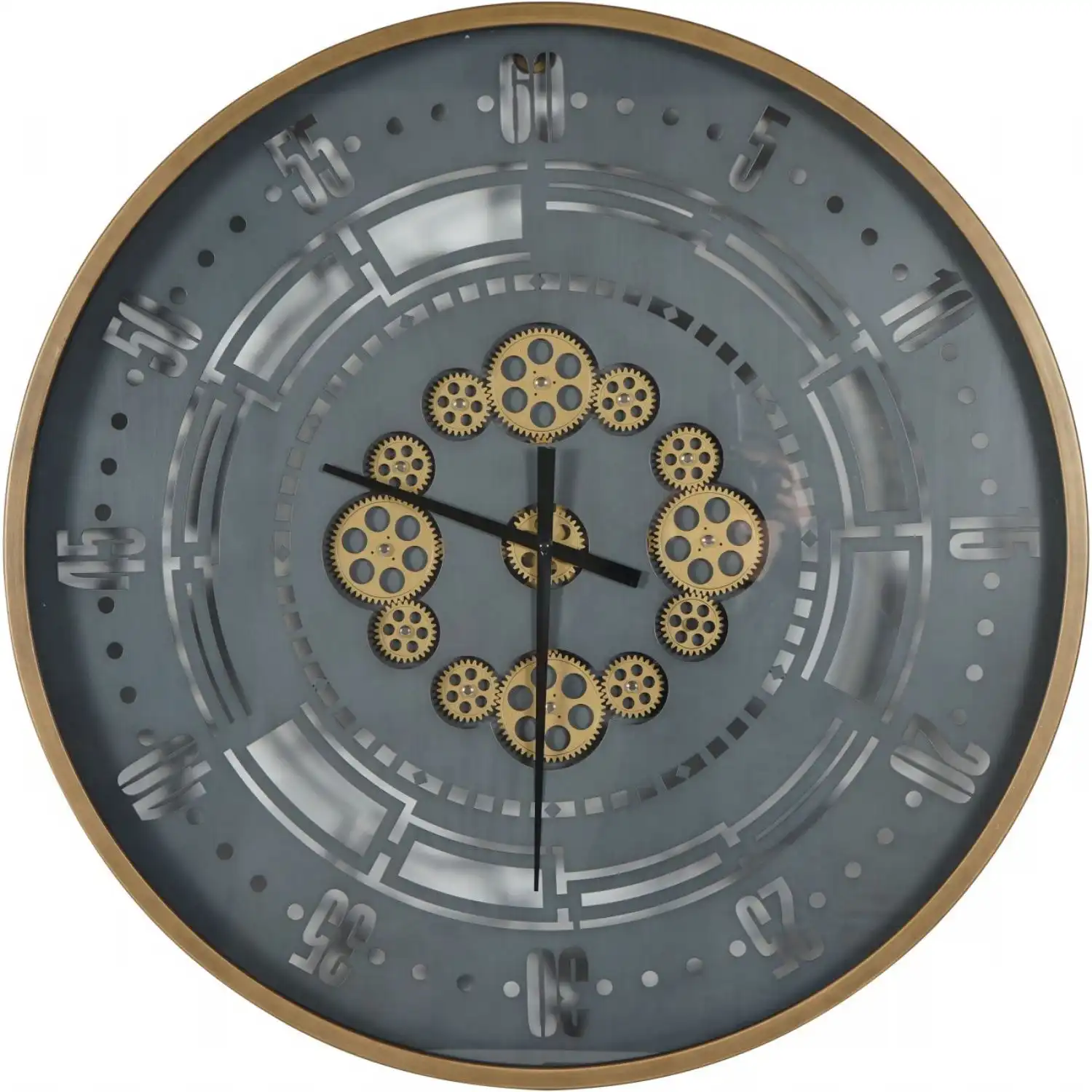 Industrial Round Gold and Grey Wall Clock 75cm