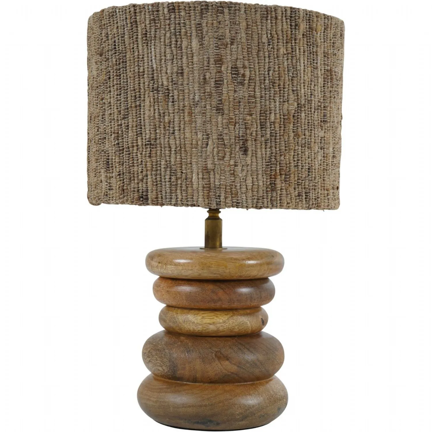 Leon Solid Wood Table Lamp with Silk Jute Shade Small