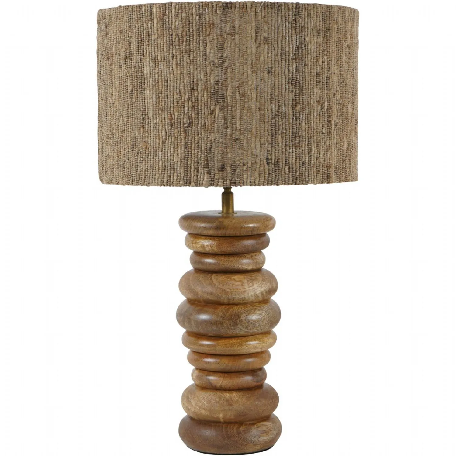 Leon Solid Wood Table Lamp with Silk Jute Shade Large