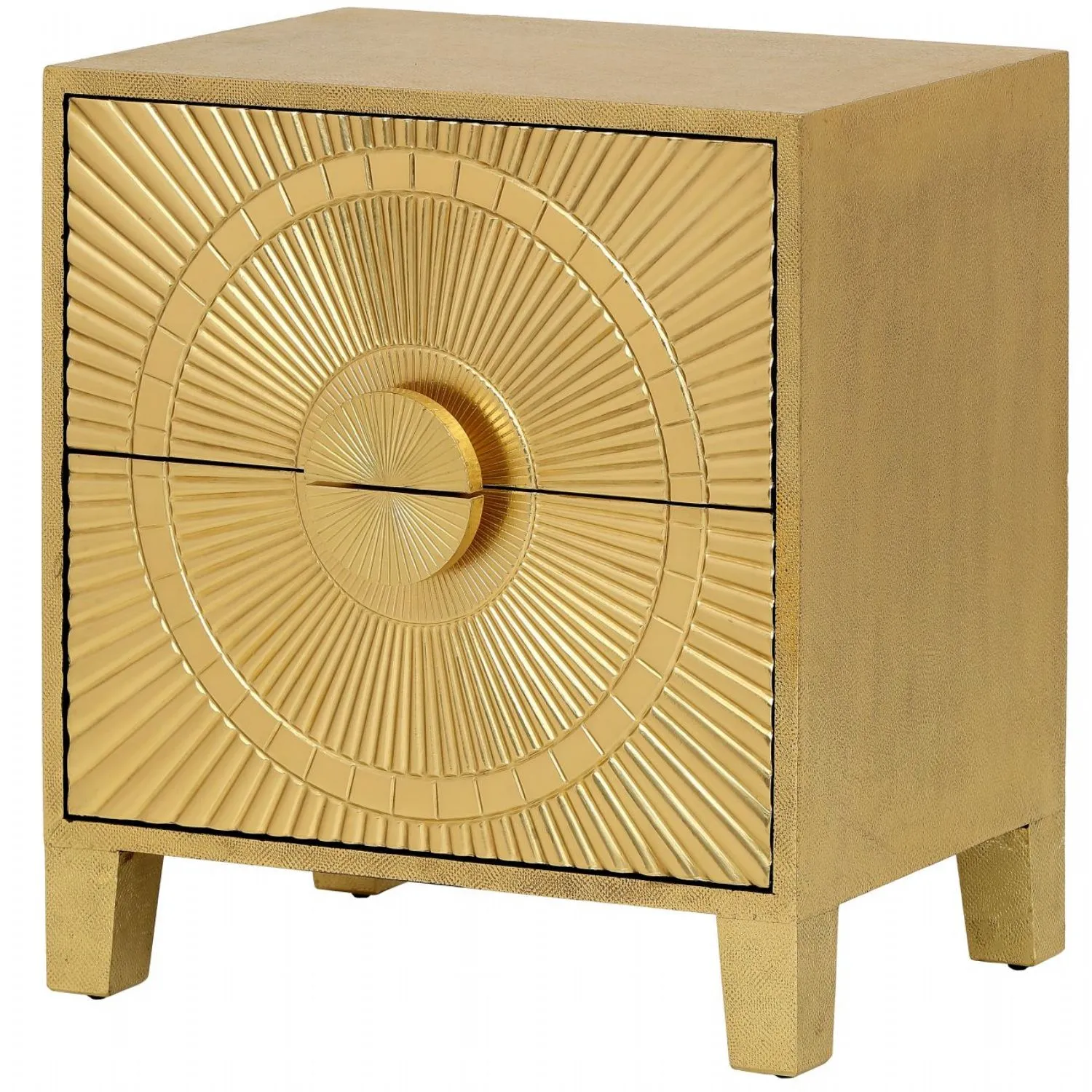 Coco Gold Embossed Metal Two Drawer Bedside