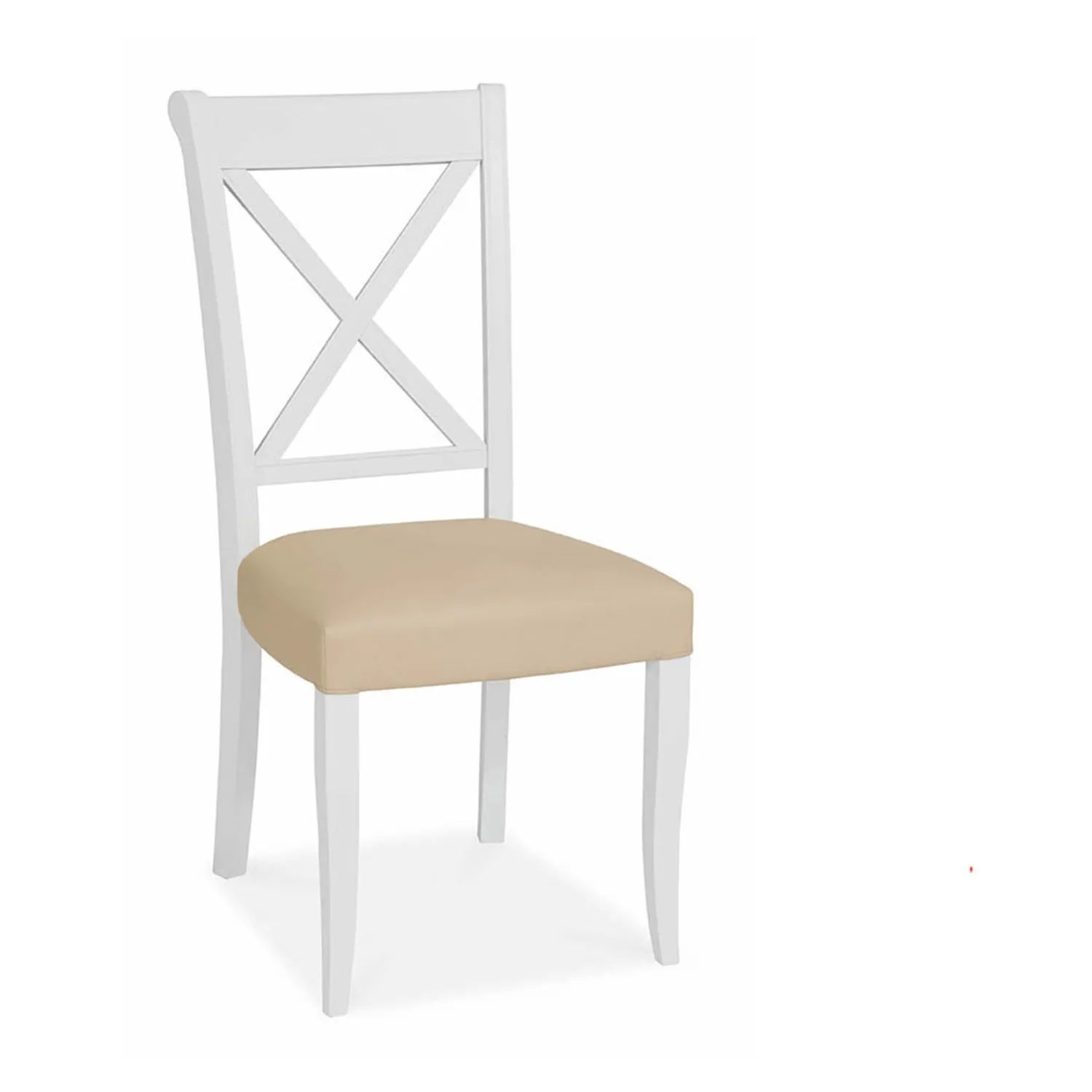 Pair of 2 Tone Cross Back Dining Chairs Ivory Leather Seats